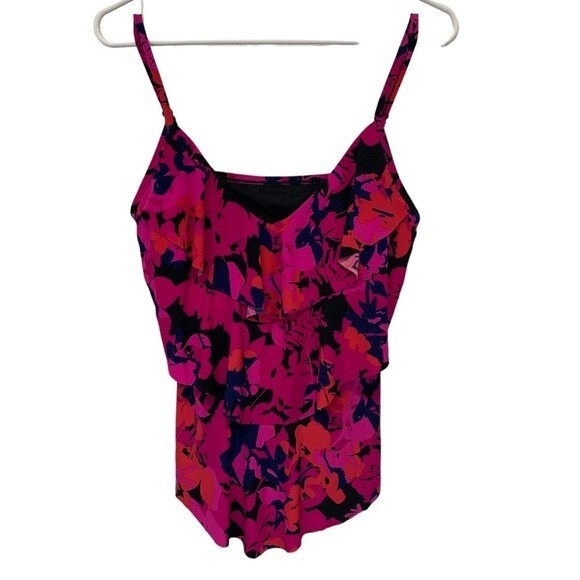 NWOT AQUA GREEN | Tankini  Tiered Ruffle Swim Top M - Picture 1 of 5